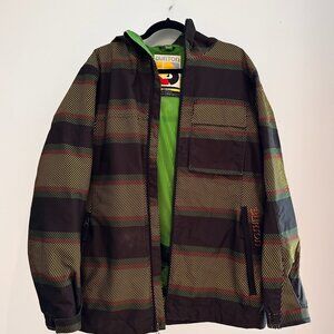Burton Snowboard Jacket Skiing Mens S Dryride Multicolor Striped Hooded